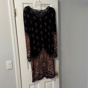 Elegant Black and Brown Patterned Dress/Caftan/Layering Piece